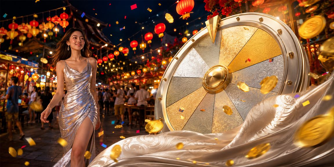 Người phụ nữ mặc áo dài tham gia quay số may mắn tại Phú Quốc, không khí lễ hội rực rỡ