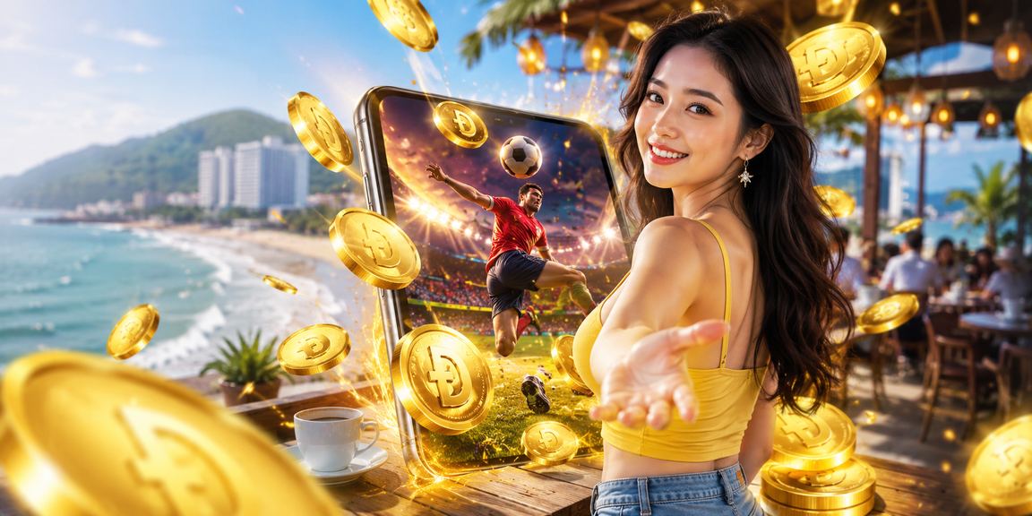 Người dùng tại Vũng Tàu theo dõi cá cược thể thao qua điện thoại tại quán cà phê